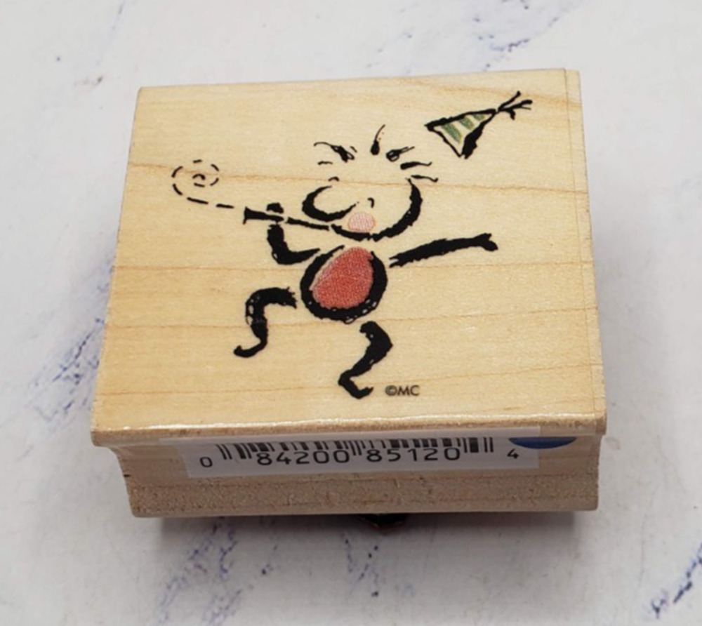 Cartoon Party Guy All Night Media Wood Mounted Rubber Stamp
